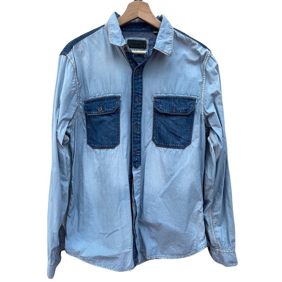 GUESS Los Angeles Men's Denim Wester Button Front Shirt Size M - Picture 1 of 5